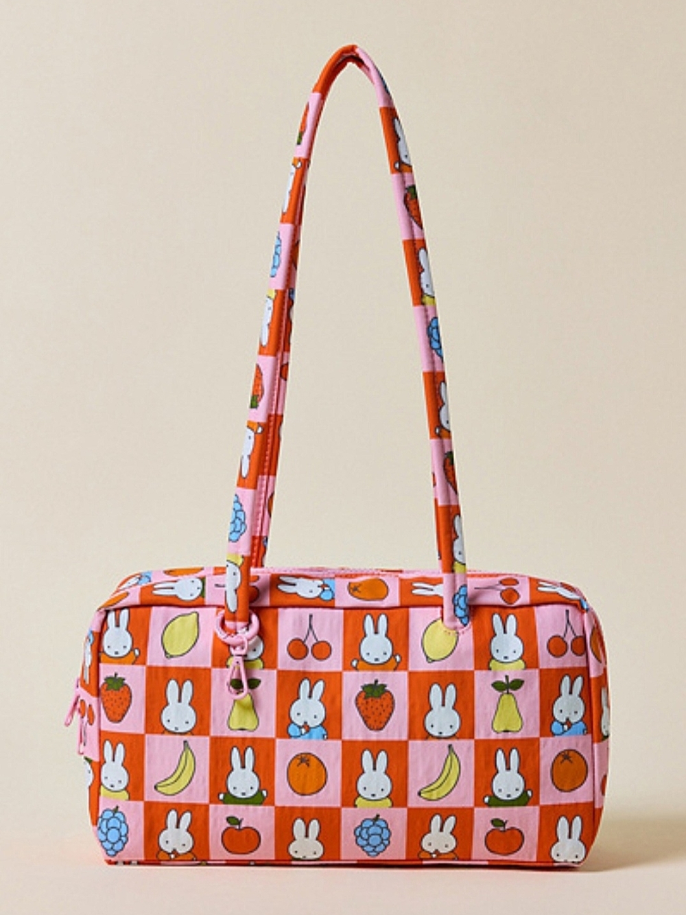 *NWT* BAGGU X MIFFY Orange & Pink Checkered Fruit Miffy Bowler Bag UO Exclusive